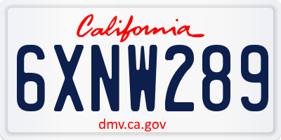 CA license plate 6XNW289