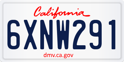 CA license plate 6XNW291