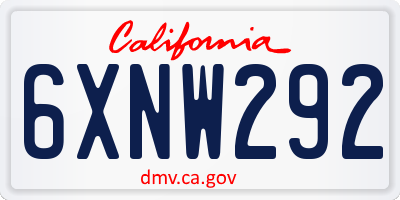 CA license plate 6XNW292