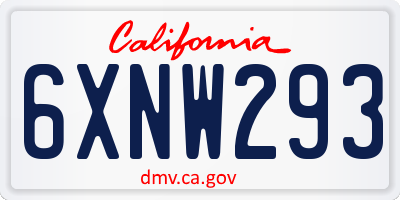 CA license plate 6XNW293