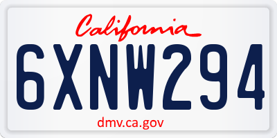 CA license plate 6XNW294
