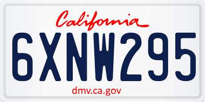 CA license plate 6XNW295