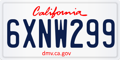 CA license plate 6XNW299