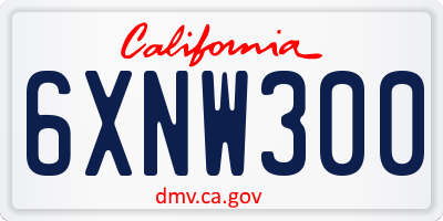 CA license plate 6XNW300