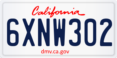CA license plate 6XNW302