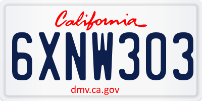 CA license plate 6XNW303