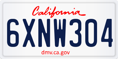 CA license plate 6XNW304