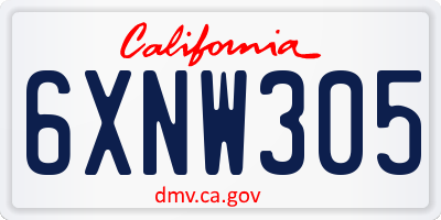 CA license plate 6XNW305