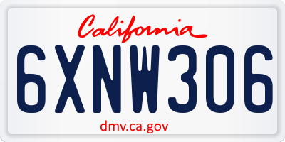 CA license plate 6XNW306