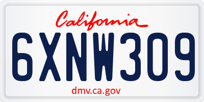 CA license plate 6XNW309