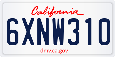 CA license plate 6XNW310