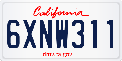 CA license plate 6XNW311