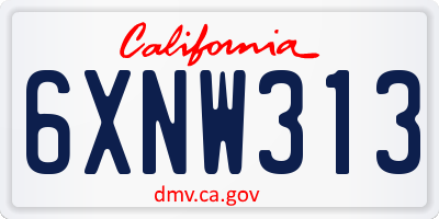 CA license plate 6XNW313