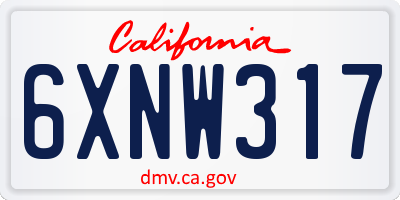CA license plate 6XNW317