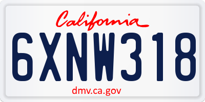 CA license plate 6XNW318