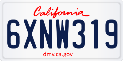 CA license plate 6XNW319