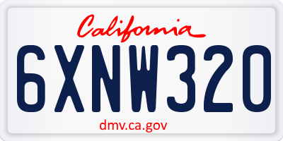 CA license plate 6XNW320