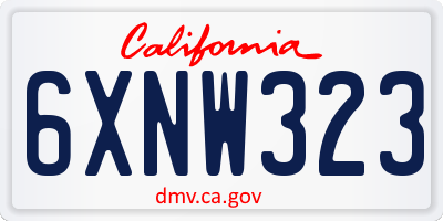 CA license plate 6XNW323