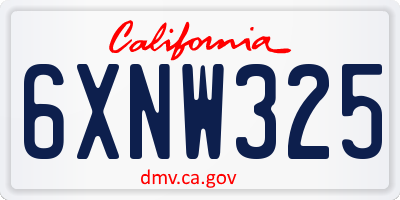 CA license plate 6XNW325
