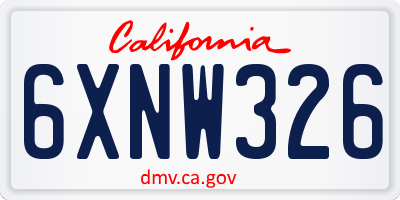CA license plate 6XNW326