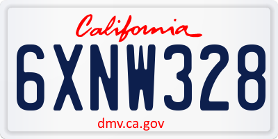 CA license plate 6XNW328