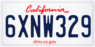 CA license plate 6XNW329