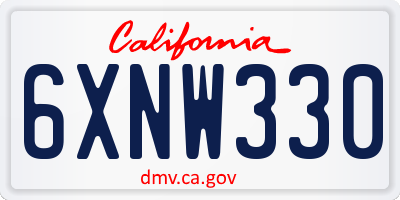 CA license plate 6XNW330