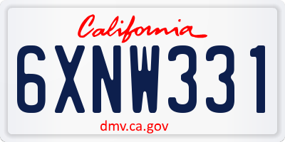 CA license plate 6XNW331