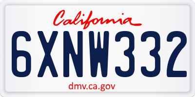 CA license plate 6XNW332