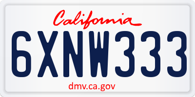 CA license plate 6XNW333