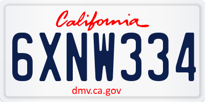CA license plate 6XNW334