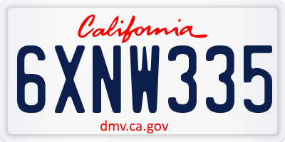 CA license plate 6XNW335