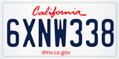 CA license plate 6XNW338