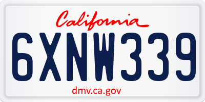 CA license plate 6XNW339