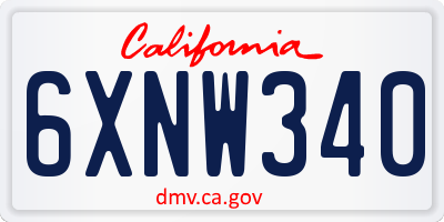 CA license plate 6XNW340