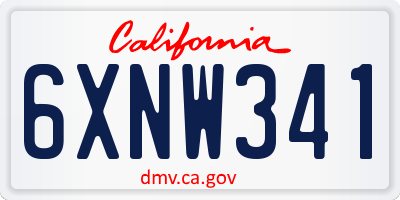 CA license plate 6XNW341