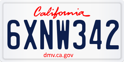 CA license plate 6XNW342