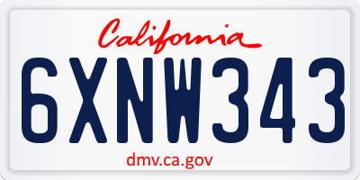CA license plate 6XNW343
