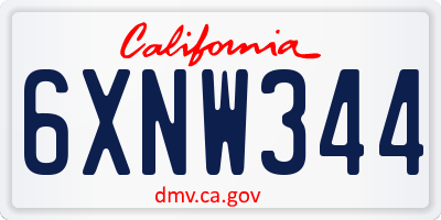 CA license plate 6XNW344