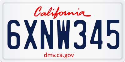 CA license plate 6XNW345