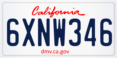 CA license plate 6XNW346