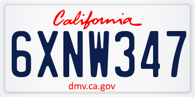 CA license plate 6XNW347