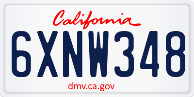 CA license plate 6XNW348