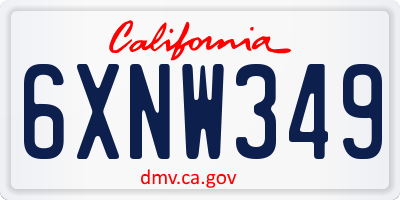 CA license plate 6XNW349