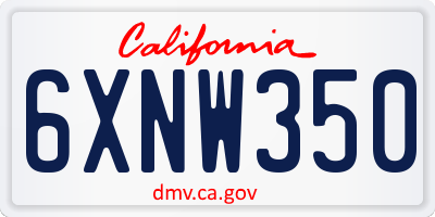 CA license plate 6XNW350