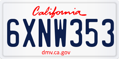 CA license plate 6XNW353