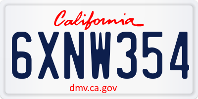 CA license plate 6XNW354