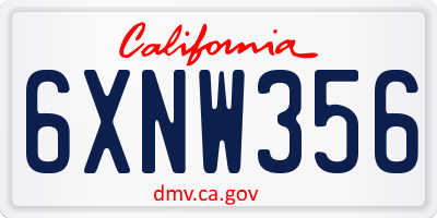 CA license plate 6XNW356