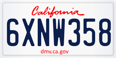 CA license plate 6XNW358