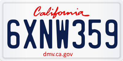 CA license plate 6XNW359